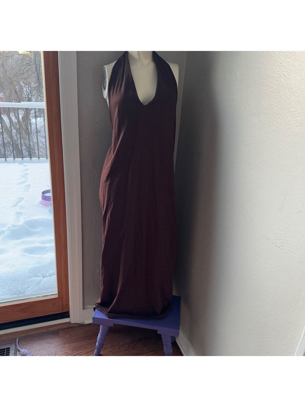 Zara burgundy maxi sleeveless dress size small nwt